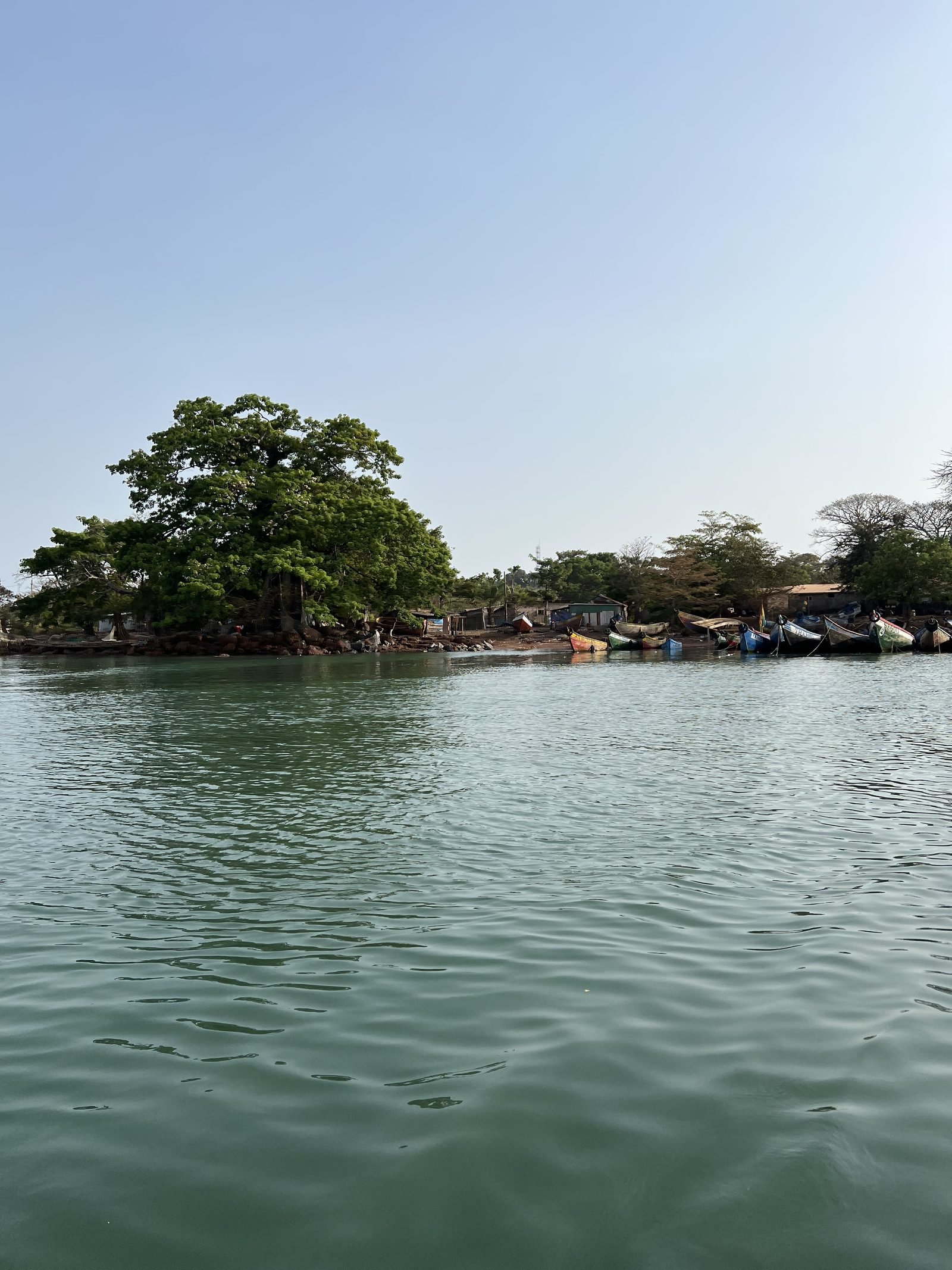 Fishing boats at the shoreline near Kassa Island, Guinea